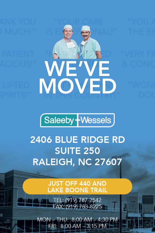 We've moved to 2406 Blue Ridge Rd, Suite 250, Raleigh, NC 27607